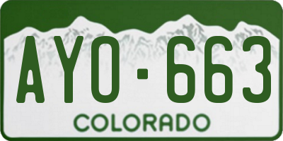 CO license plate AYO663