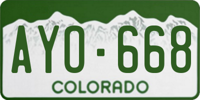 CO license plate AYO668