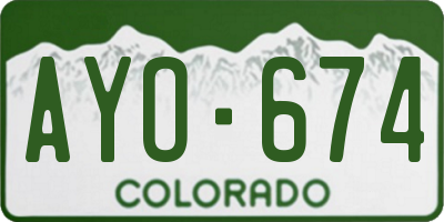 CO license plate AYO674