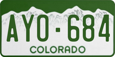 CO license plate AYO684