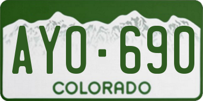 CO license plate AYO690