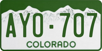 CO license plate AYO707
