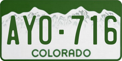 CO license plate AYO716
