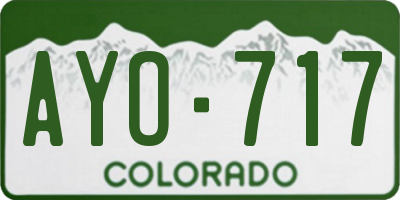 CO license plate AYO717