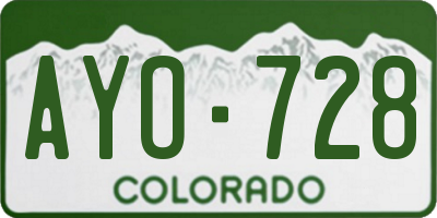 CO license plate AYO728