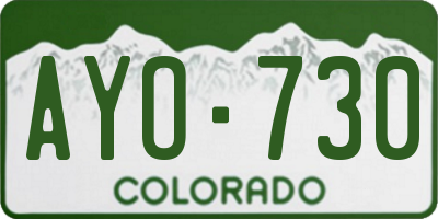CO license plate AYO730