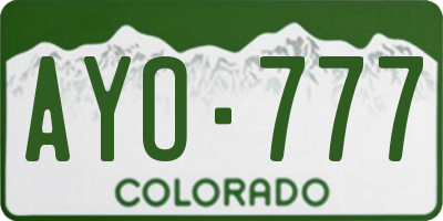 CO license plate AYO777