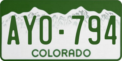 CO license plate AYO794