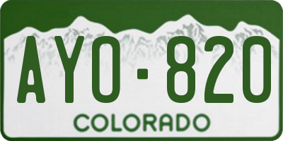 CO license plate AYO820