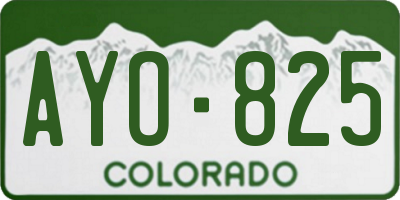 CO license plate AYO825