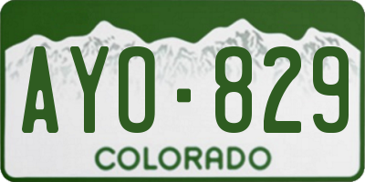 CO license plate AYO829