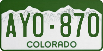 CO license plate AYO870