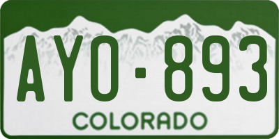 CO license plate AYO893