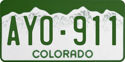 CO license plate AYO911