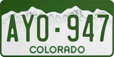 CO license plate AYO947