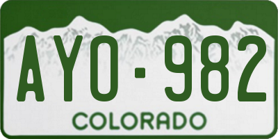 CO license plate AYO982