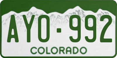 CO license plate AYO992