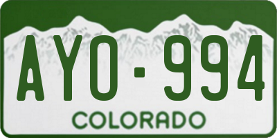CO license plate AYO994