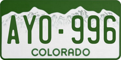 CO license plate AYO996