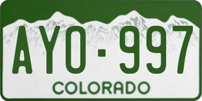 CO license plate AYO997
