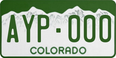 CO license plate AYP000