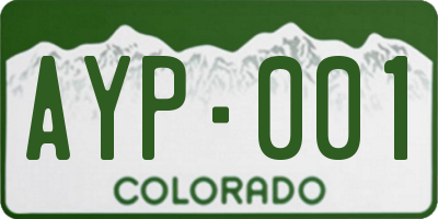 CO license plate AYP001