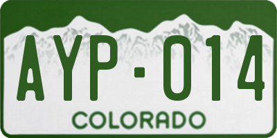 CO license plate AYP014