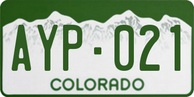CO license plate AYP021