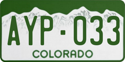 CO license plate AYP033