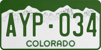 CO license plate AYP034