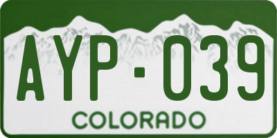 CO license plate AYP039