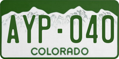 CO license plate AYP040