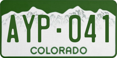 CO license plate AYP041