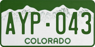 CO license plate AYP043