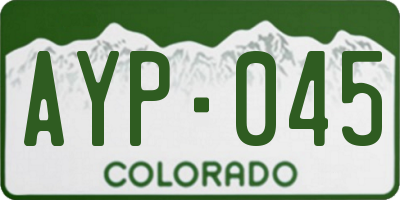 CO license plate AYP045
