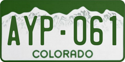 CO license plate AYP061