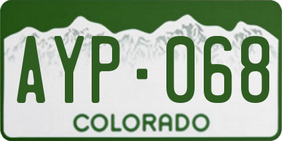 CO license plate AYP068