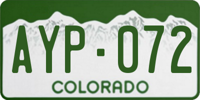 CO license plate AYP072