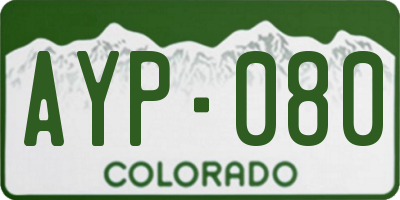 CO license plate AYP080