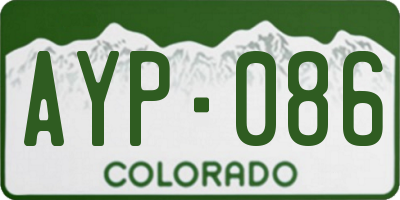 CO license plate AYP086