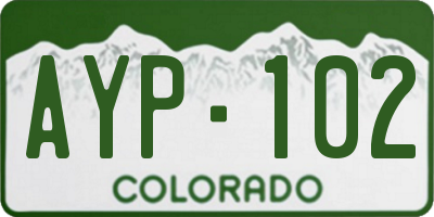 CO license plate AYP102