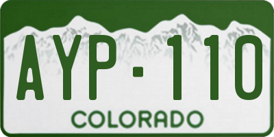 CO license plate AYP110