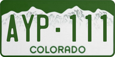 CO license plate AYP111
