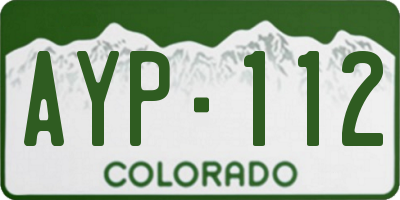 CO license plate AYP112