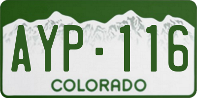 CO license plate AYP116