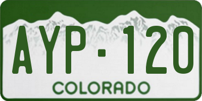 CO license plate AYP120