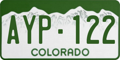 CO license plate AYP122