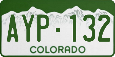 CO license plate AYP132