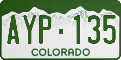 CO license plate AYP135