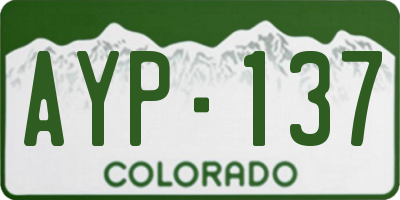 CO license plate AYP137